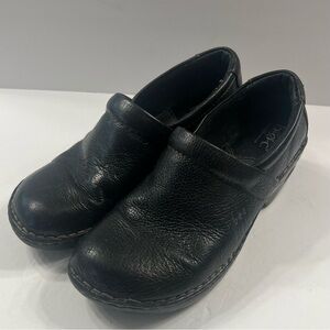 B.O.C. Black Leather Clogs